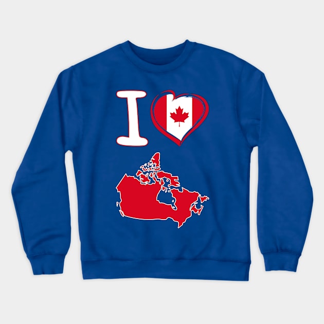 I love Canada. Canadian flag in the shape of a heart. country map Crewneck Sweatshirt by Mashmosh